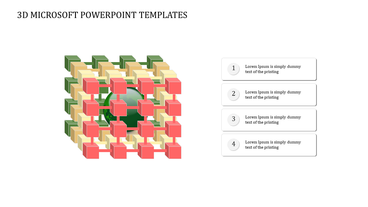 3D Microsoft PowerPoint Templates With Four Node